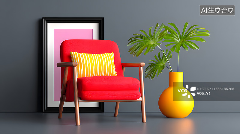 【AI数字艺术】现代简约的室内装饰画空白模型图片素材