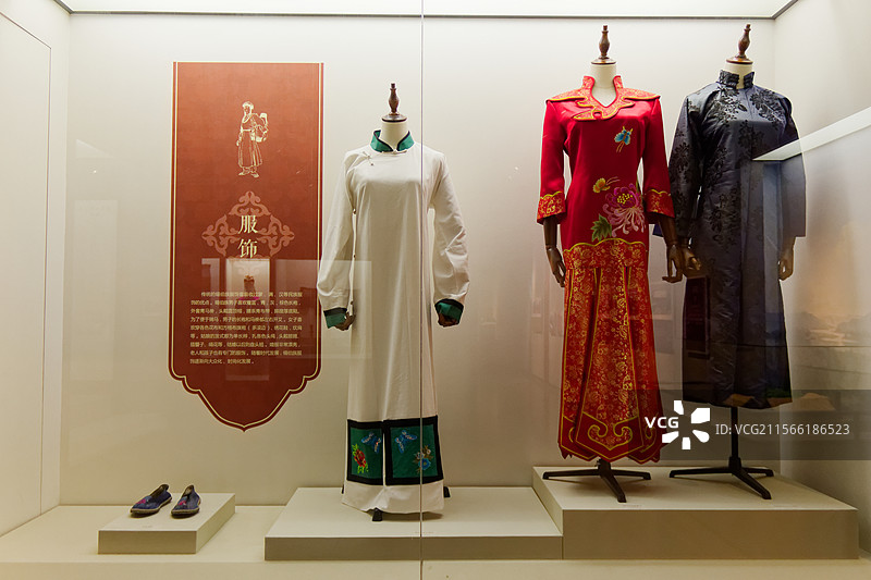 中国锡伯族博物馆室内展厅展品，沈阳，城市旅游景点，锡伯族文化历史，展品收藏展厅图片素材