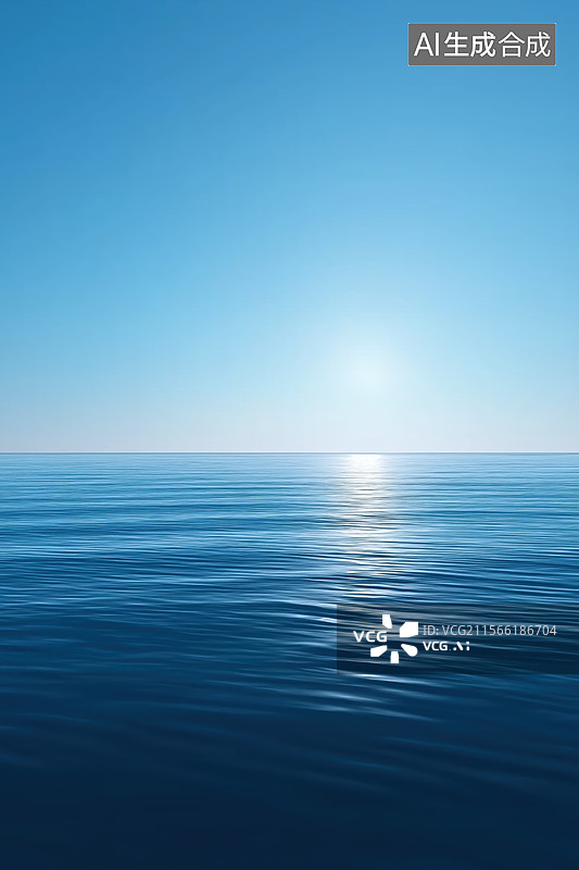 【AI数字艺术】平静海面上的日出图片素材