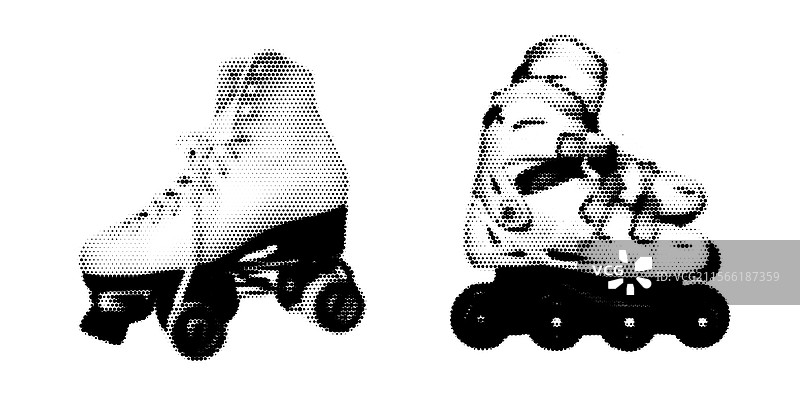 白色背景上的半色调效果滑轮鞋图片素材