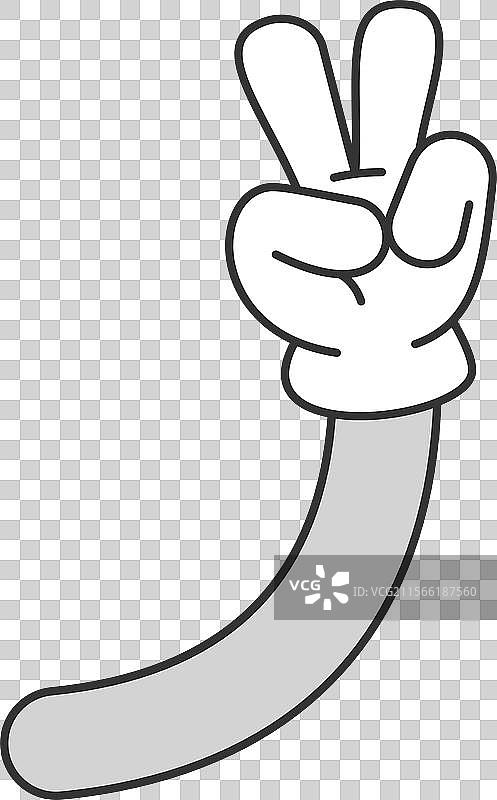 V字手势漫画涂鸦图片素材