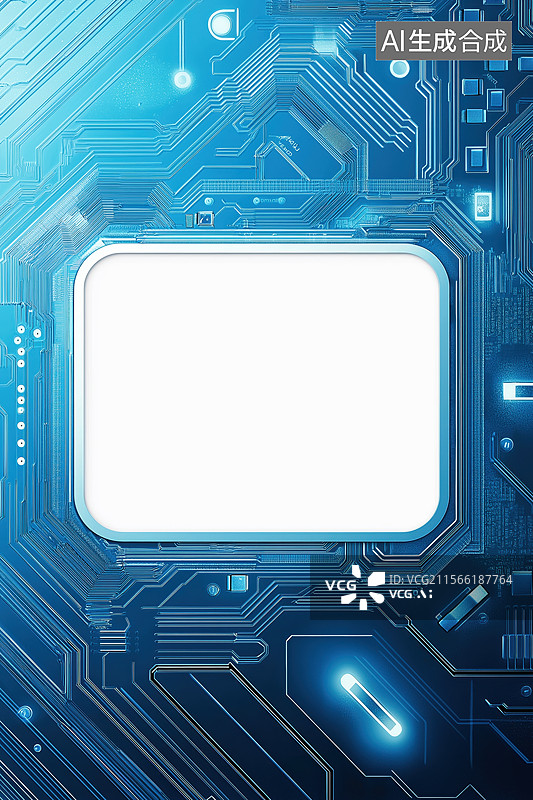 【AI数字艺术】电路板背景上的空白矩形框图片素材