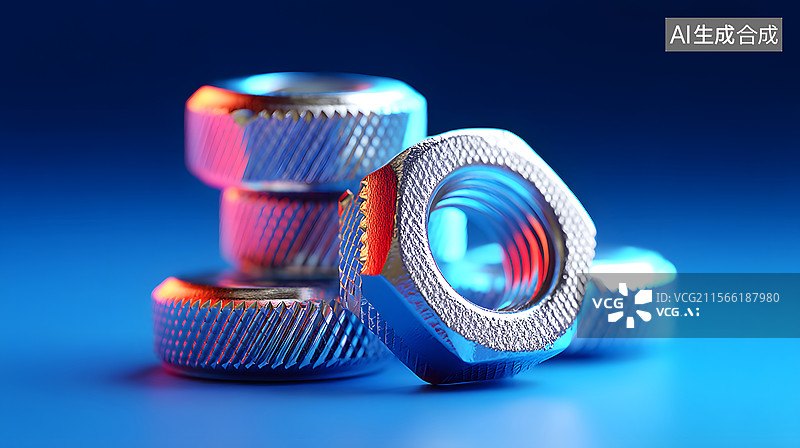 【AI数字艺术】工业质感的金属螺丝特写插图图片素材