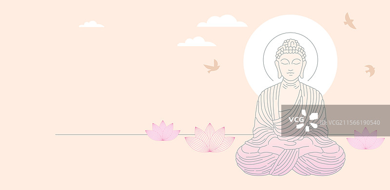 佛陀普尔尼玛卫塞节极简线条设计图片素材