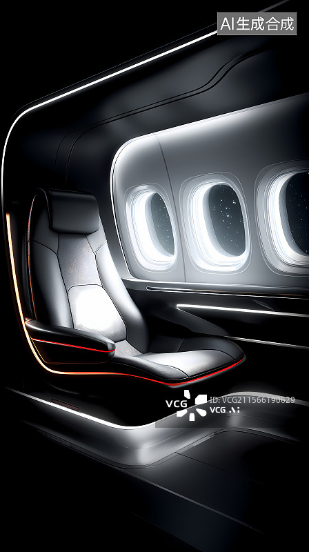 【AI数字艺术】飞机舱内的座椅和舷窗图片素材