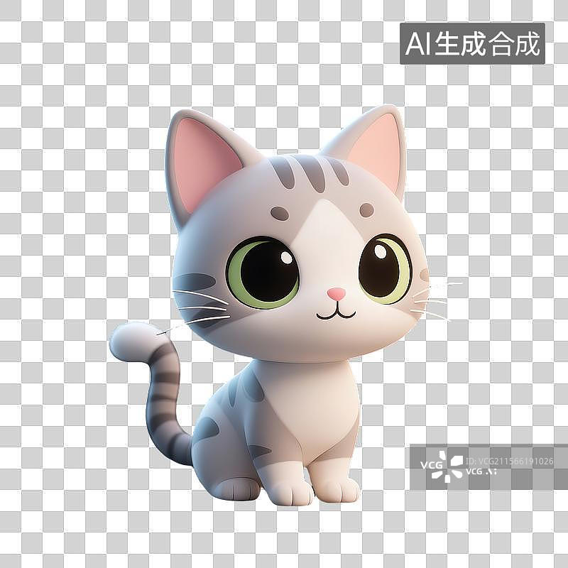【AI数字艺术】3D建模的迷你灵猫卡通插画图片素材