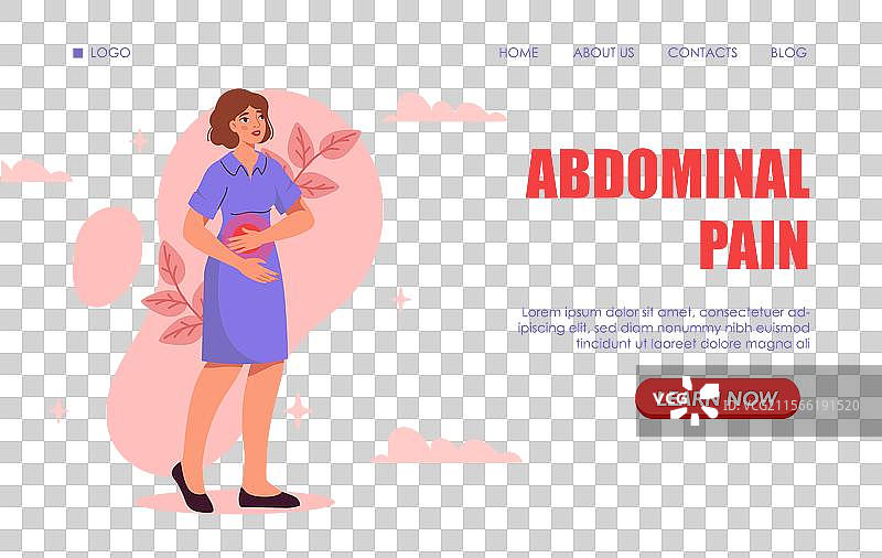 腹痛海报，女性痛苦不堪图片素材