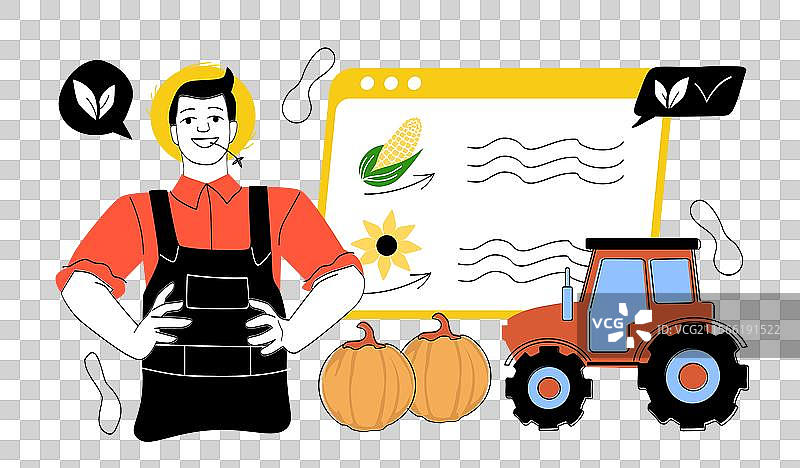 农学家男性概念，农民在南瓜附近图片素材