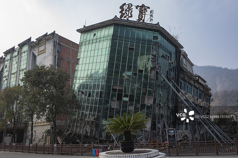 四川绵阳北川老县城地震遗址图片素材