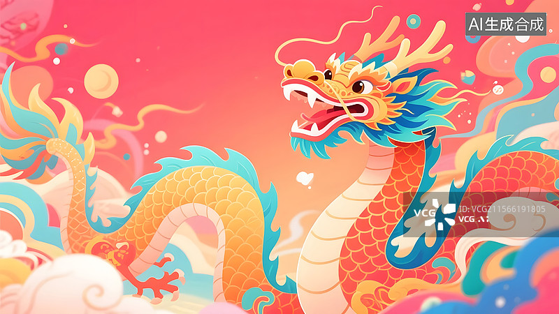 【AI数字艺术】中国风龙抬头的传统节日插画图片素材