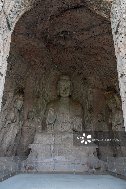 河南洛阳龙门石窟北魏时期洞窟宾阳三洞之宾阳中洞图片素材