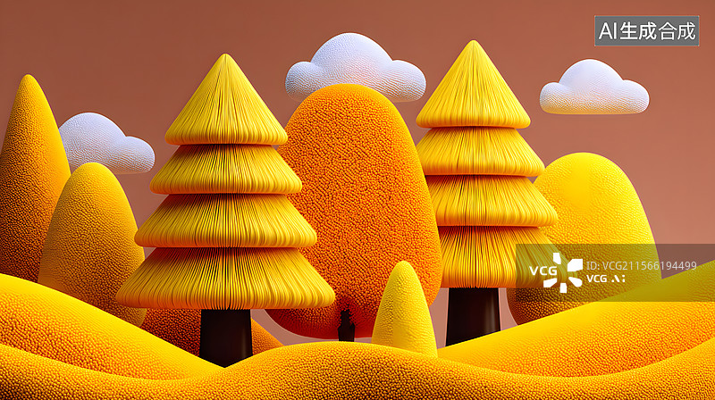 【AI数字艺术】奇幻森林旅行的3D主题插画图片素材