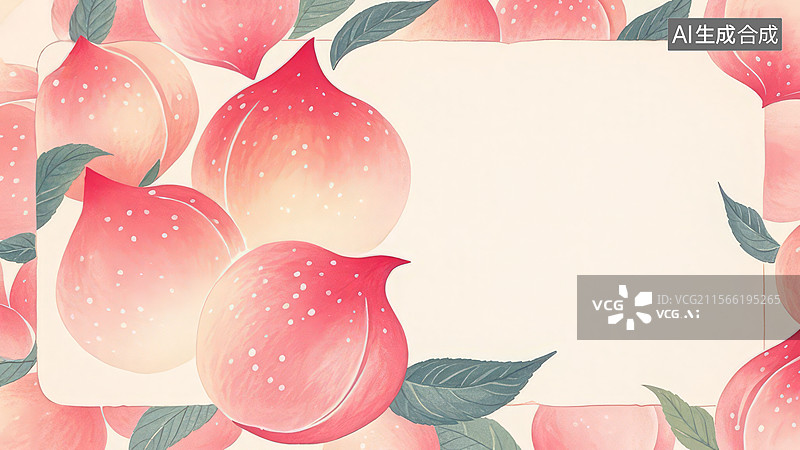 【AI数字艺术】水墨画居左1水彩画风格的桃子图案图片素材