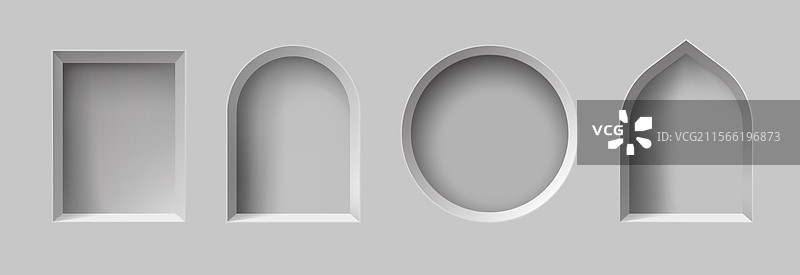 逼真的拱门抽象窗框设置图片素材