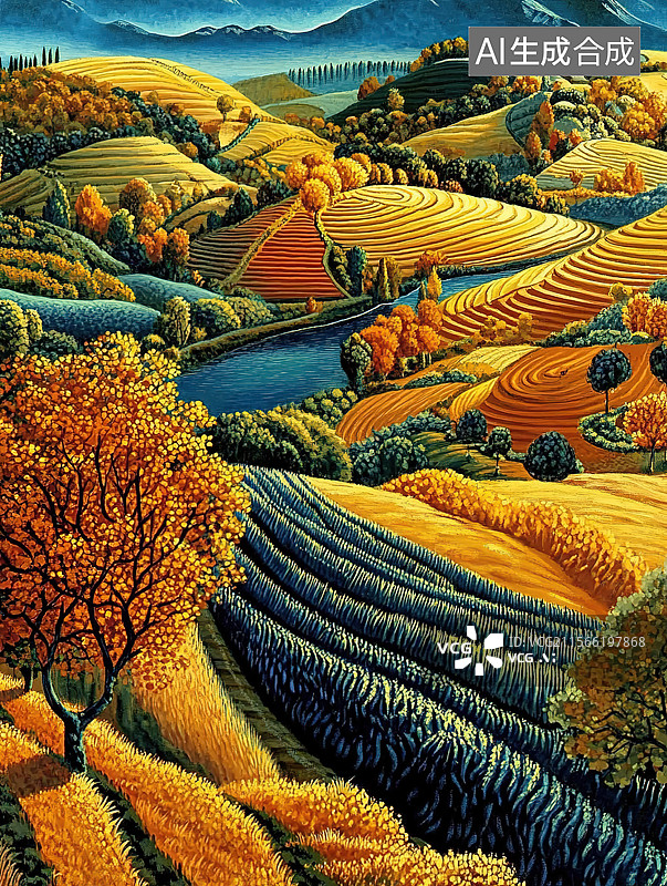 【AI数字艺术】田园写实风故事插图图片素材