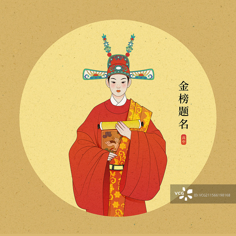 明朝状元服饰国潮矢量插画图片素材