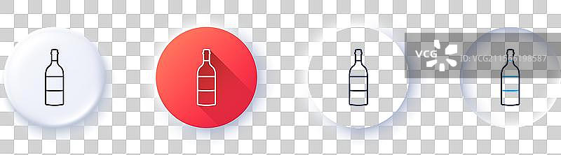 梅洛或赤霞珠的酒瓶线条图标图片素材