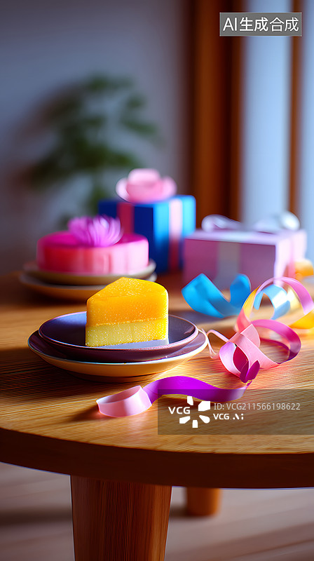 【AI数字艺术】生日派对甜点的三维场景设计图片素材