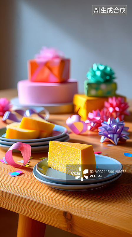 【AI数字艺术】生日派对甜点的三维场景设计图片素材