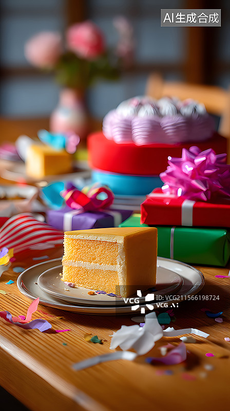 【AI数字艺术】生日派对甜点的三维场景设计图片素材