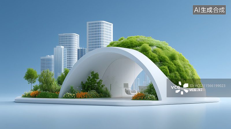 【AI数字艺术】未来城市景观与云朵图片素材