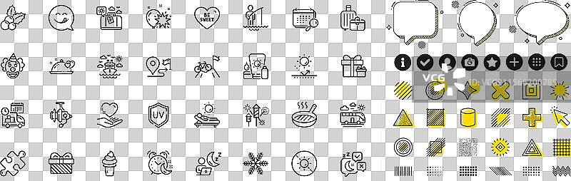 一套包含心形礼物和旅行行李的图案图片素材