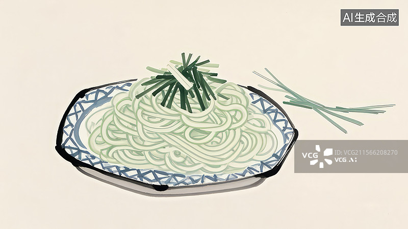 【AI数字艺术】一盘冷面配葱花图片素材