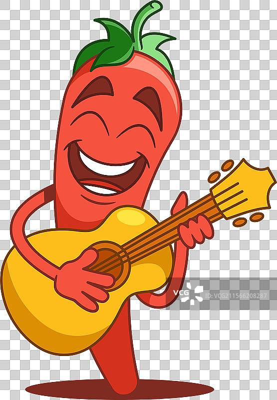 辣椒角色在弹吉他图片素材