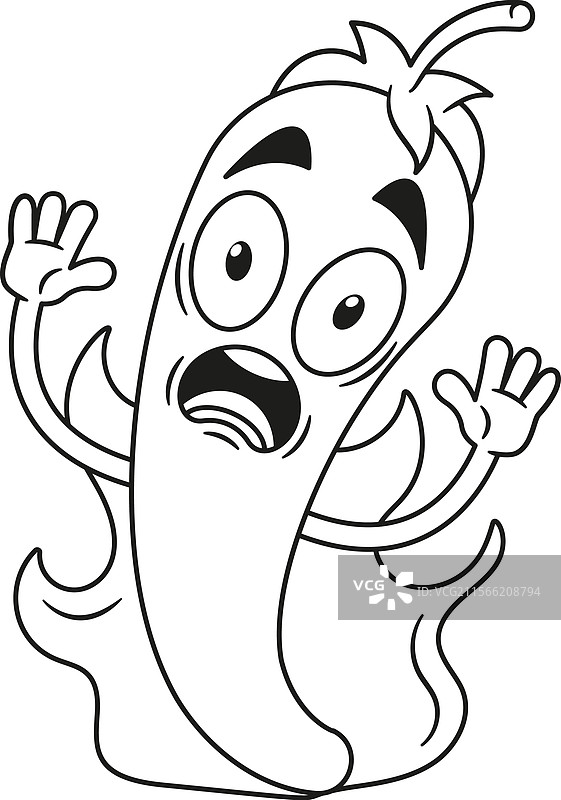 尖叫的燃烧辣椒单色角色图片素材