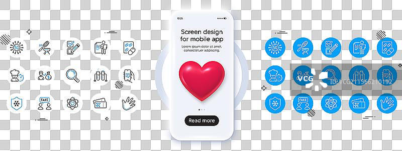 登机牌聊天应用和复选框线条图标图片素材
