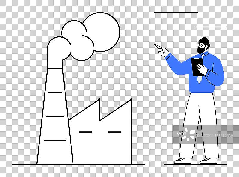 经理在分析有烟雾的工业设施图片素材