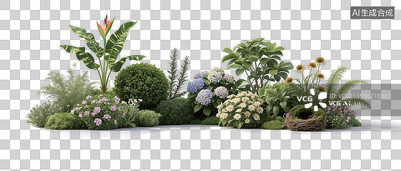 【AI数字艺术】园林造景植物群免抠设计元素图片素材
