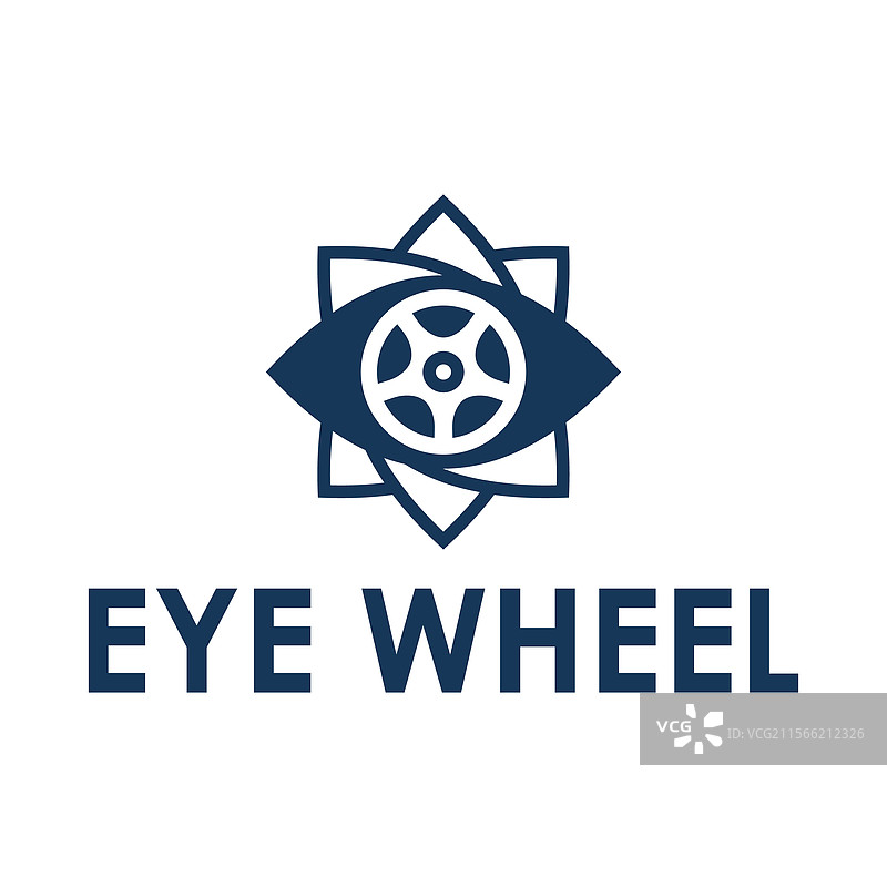 眼睛轮子扁平极简风格标志设计图片素材