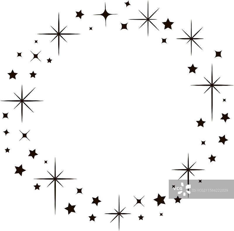 闪亮的星星圆形框架极简装饰边框图片素材