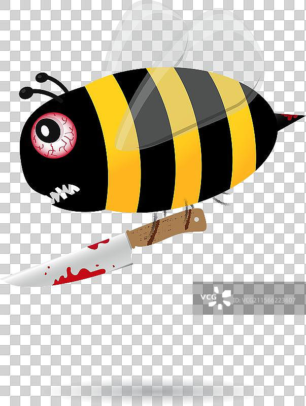 疯狂的杀人蜂手持血腥的刀子图片素材