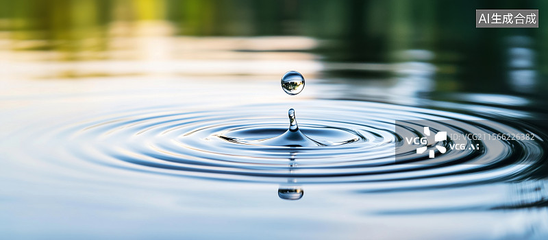 【AI数字艺术】水滴落在水上的特写镜头图片素材