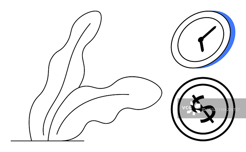 极简线条艺术，体现时间与金钱的概念图片素材