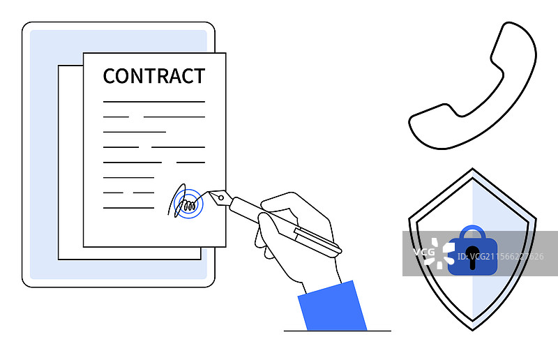签署合同与数字安全和图片素材