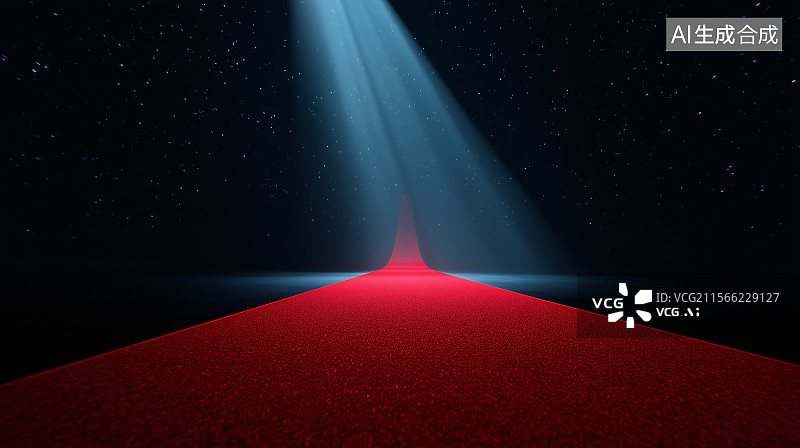 【AI数字艺术】射灯下的红毯阶梯图片素材