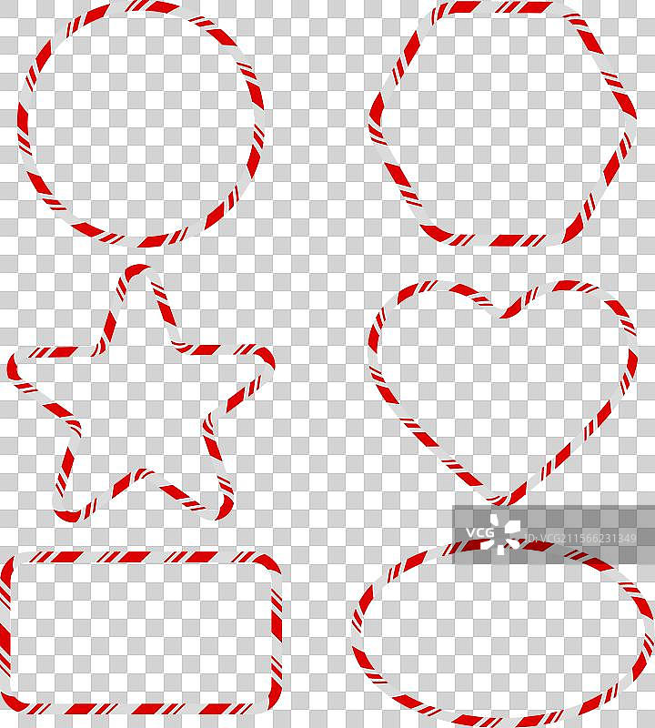 一套带有糖果手杖图案的圣诞框架图片素材