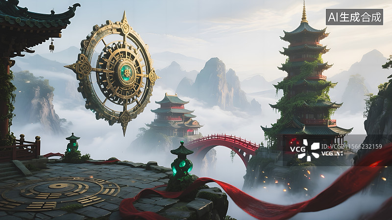【AI数字艺术】国潮中国风大型游戏场景图图片素材