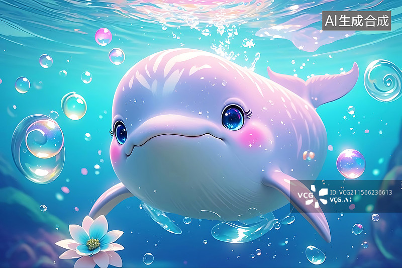 【AI数字艺术】可爱小海豚海底世界图片素材