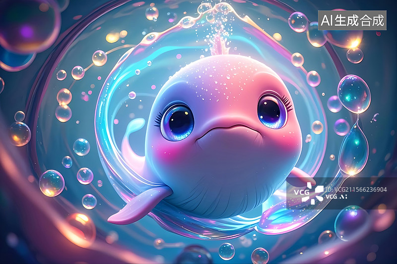 【AI数字艺术】梦幻海洋小鲸鱼图片素材