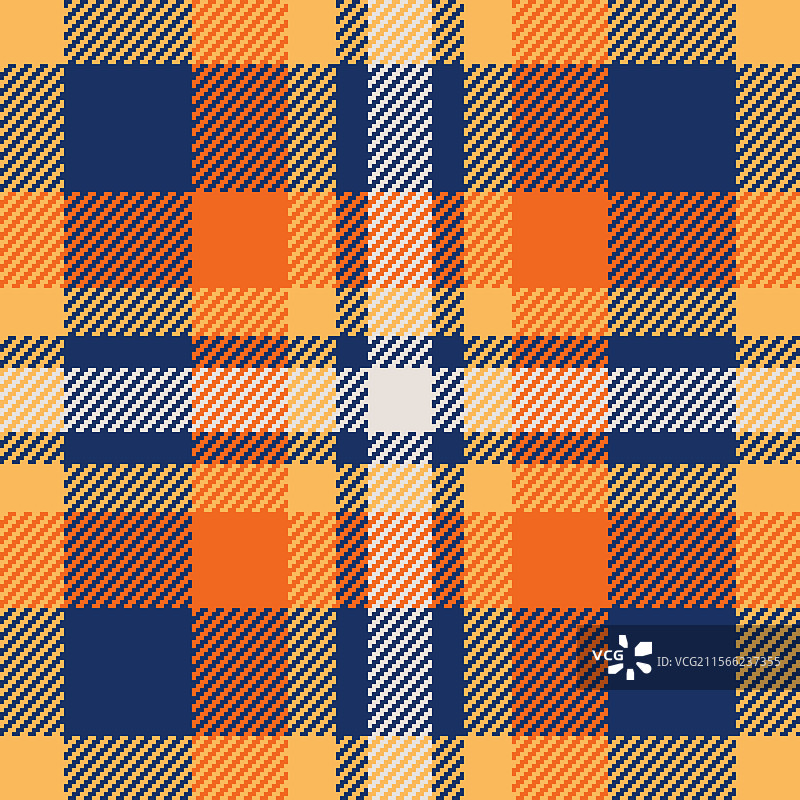 鲜艳的秋季格子图案，橙色和海军蓝色相间图片素材