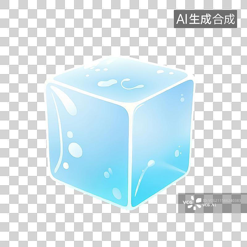 【AI数字艺术】手绘插画，蓝色冰块，夏天免抠元素图片素材