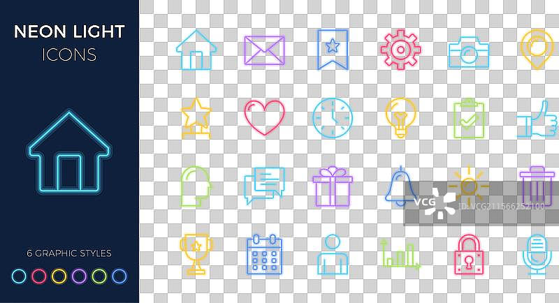 基础线条图标 - 霓虹灯风格图片素材