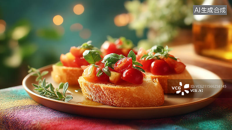 【AI数字艺术】美味的番茄 Bruschetta图片素材