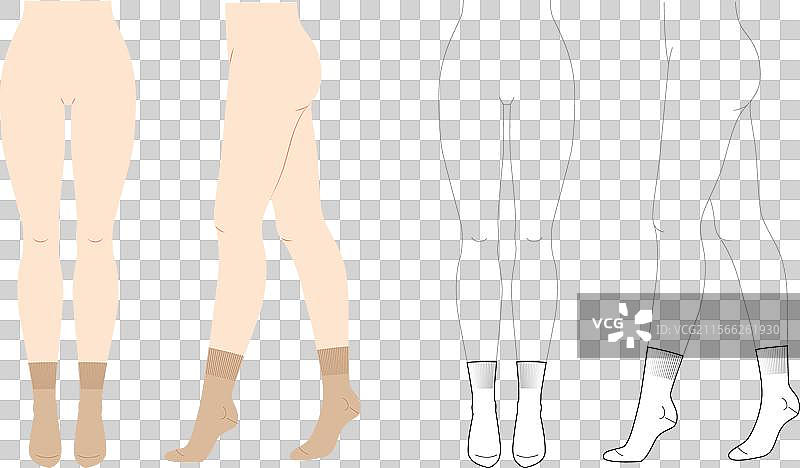自然米色的女袜套在女性腿上图片素材