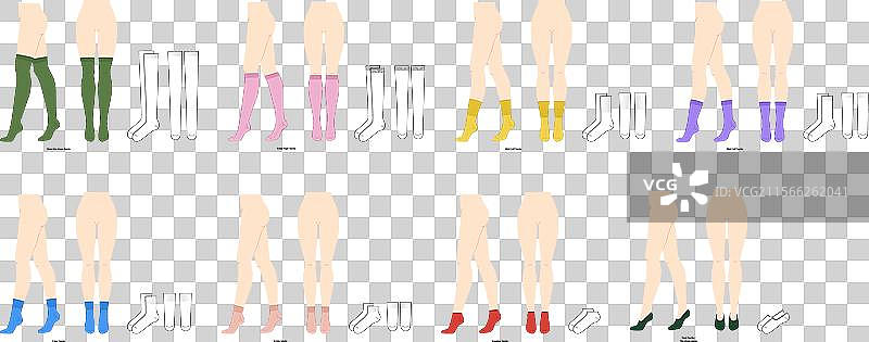 一组不同长度的彩色袜子 - 低帮款图片素材