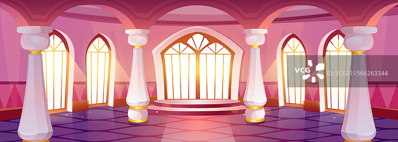 粉色中世纪城堡巴洛克风格舞厅内部图片素材